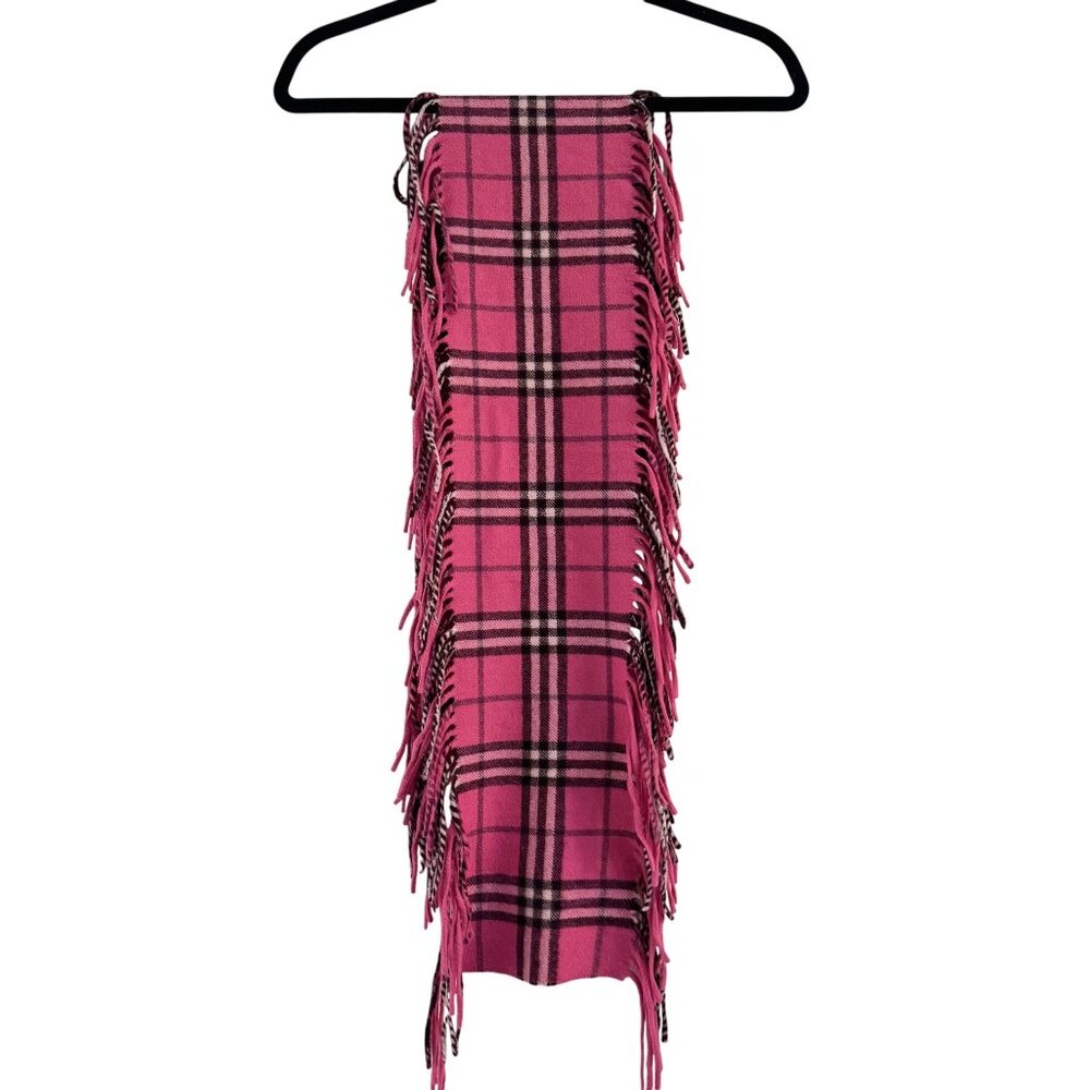 Burberry London Pink Plaid/Check Pattern 100% Cashmere Scarf 51" Long